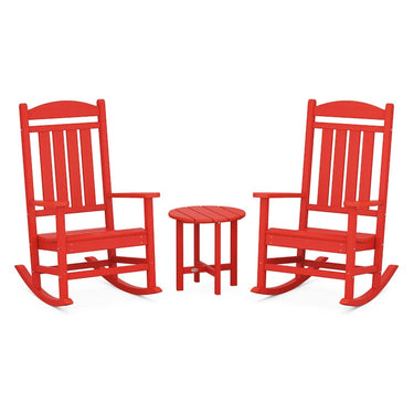 POLYWOOD Presidential 3-Piece Rocker Set - Sunset Red